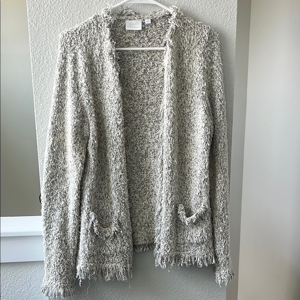 Anthropologie Gray Shaggy Cardigan Sweater